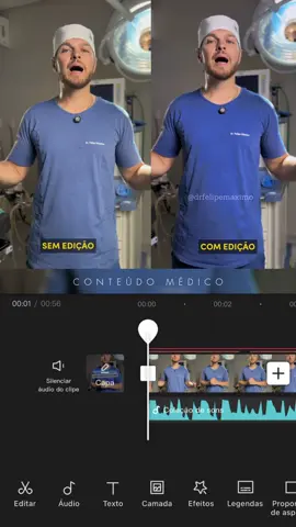 Uma comparação de um video sem edição e outro com edição  #medico #medicina #edicaodevideo #kapkut #videomedico #conteudomedico #videomaker 
