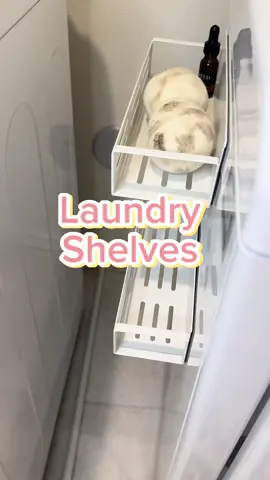 So powerful 😮‍💨 Really helps organize my laundry room and keep it all in one place instead of scattered around. Very convenient having everything right on the side of my washer and dryer. #laundryroom #laundryorganizer #organizationhacks #laundryhack #shelves #magnetshelves 