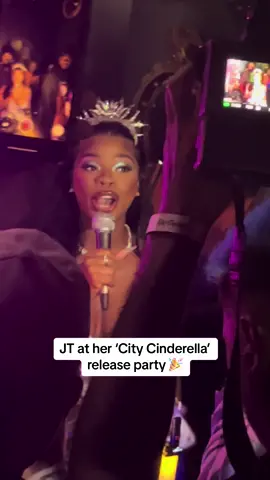 “I’m confident, I’m happy, I’m excited, I’m blessed, I’m here.” @JT 🦋 took a moment to welcome the guests at her ‘City Cinderella’ release party. 👏🎉  #jt #citycinderella #newalbum #newmusic #listeningparty #albumrelease #billboard #debut #livemusic #mixtape #albumreleaseparty #jtmusic 