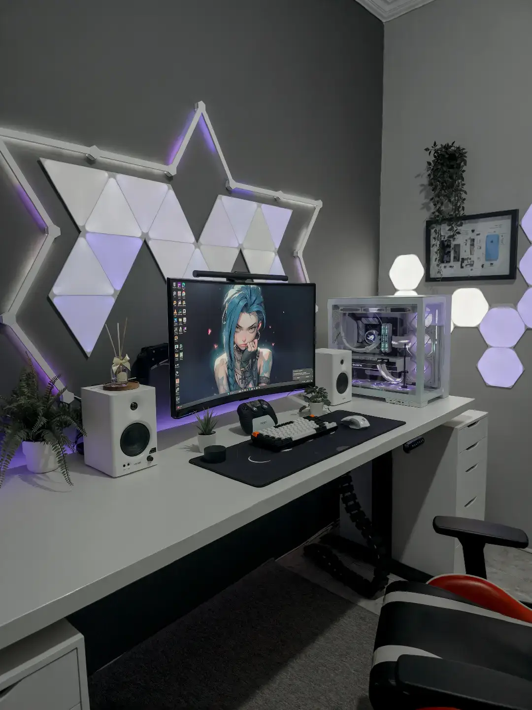 kumpul sini yang suka rgb #desksetup #desk #pc #setupgaming #astetic #kamar #roomdecoraesthetic #setupinspiration #kamaraesthetic #rgb #whitesetups #setupwars 