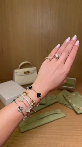 Gotta catch em all 🌟🔥🐥❤️‍🔥 #vancleef #vca #vancleefarpels #vancleefandarpels #vancleefbracelet #alhambra #JewelryCollection #tennisbracelet #unboxing #pinkyring #engagementring #yellowdiamond #diamonds #minikelly #hermesminikelly #luxurylife #comedytiktok #comedy #manicure #frenchmanicure #jewelrystyling #braceletstacks #bracelets #OOTD #outfitinspo #braceletstack 