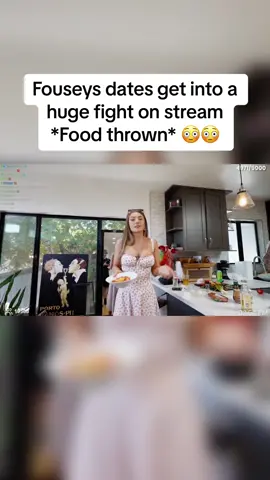 Fouseys dates get into a huge fight on stream *Food thrown* 😳😳 #fousey #fight #date #drama #streamer #viral #trending #foryoupage