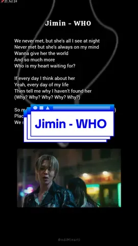 Jimin - WHO, Lyrics #easylyrics #lirik #who #jimin #lyrics #bts #army 