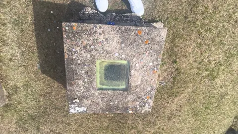 A look inside the grave with a window. #Vermont #gravewithawindow 