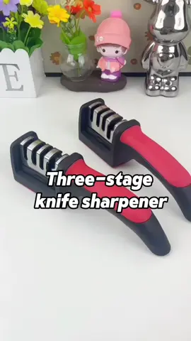 3 stage knife sharpener high quality easy to use 3 stage pro knife 3-4 times 7 sharpener with anti-slip base ceramic stoneorth cutting polish#kitchen #3stageknifesharpener #knifesharpening #fyp #malaysia🇲🇾 