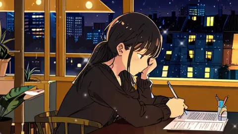 ✨ Find your calm with this anime-style study session in a cozy café. 🌌 #AnimeArt #RelaxingVideos #CaféVibes #lofi #music #Girl #作業用bgm