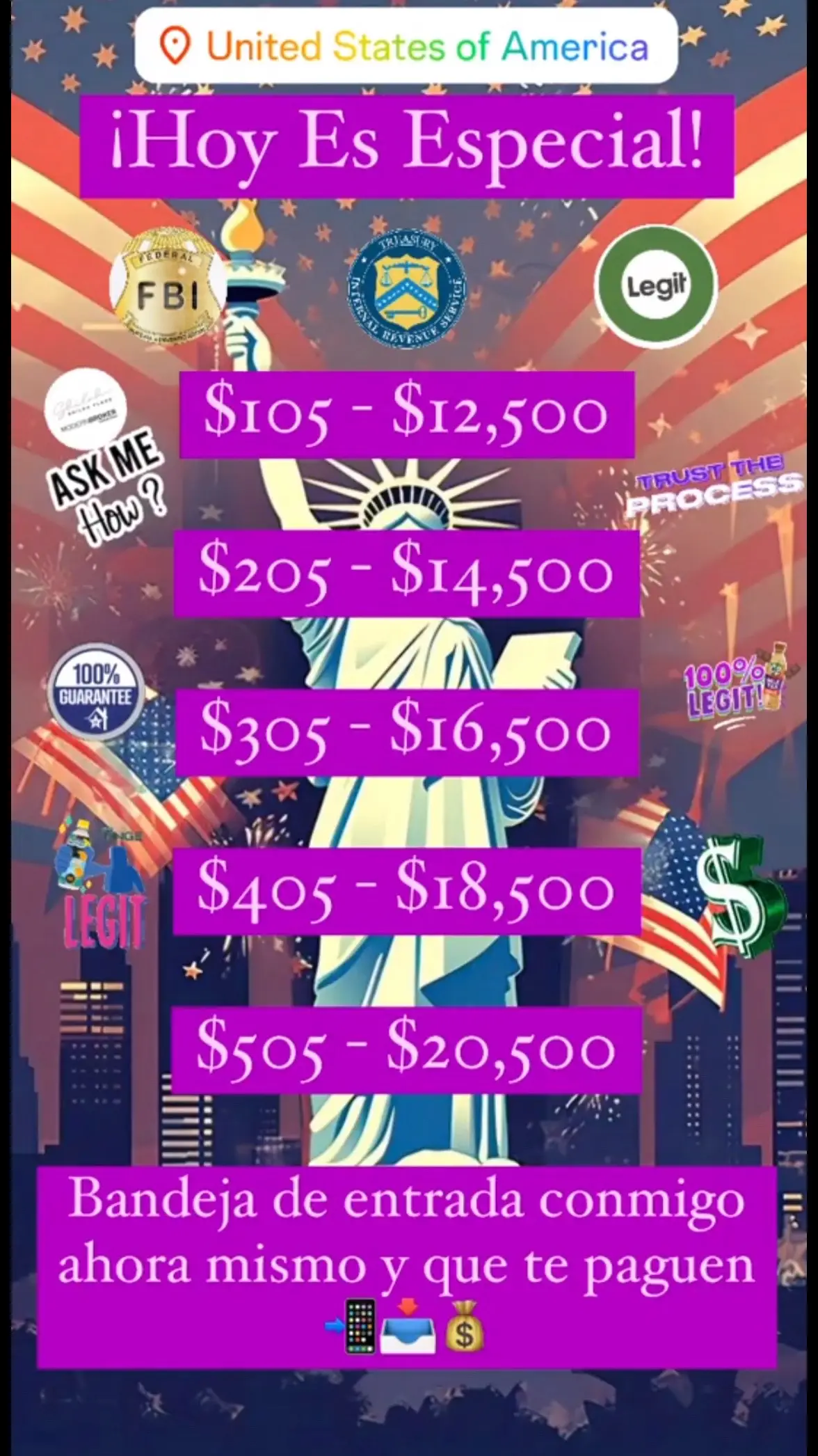 Envíame un mensaje para obtener información 100% garantizado 🇵🇷🇺🇸💸 #usa🇺🇸 #cuba #california