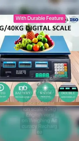 Only ₱788.00 for Electronic price calculation scale 40kg English version #weighingscale Weighing Accuracy Rechargeable Digital Standard Kitchen Measuring! Don't miss out! Tap the link below