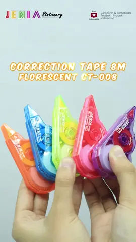 Halo Sobat Jenia!🙌 ada yang baru nih dari Jenia😍 yaitu Correction Tape 8M Florescent dari Jenia🥰 dengan Panjang Pita 8 meter, Smooth dan No Macet-Macet😍 yuk miliki segera, dapatkan di Toko ATK terdekat kamu dan jangan sampai kehabisan yaa❤️ #jenia #stationery #atksupplies #atk #alattulissekolah #correctiontape #koreksipita