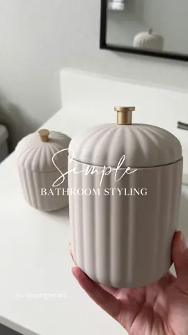 These ceramic pieces are so pretty. The jars are perfect for storing cotton balls and q-tips, and the 3-piece set with the tray, soap dispenser, and toothbrush holder adds functional style to the counter. I love the fluted details, the colors, and the gold accents. And the fluffy towel set was the perfect way to finish off the space. They are so soft and absorbent! #walmartfinds #walmartdecor #walmarthome #bathroomfinds #bathroomdecor #bathroominspo #bathroominspiration #bathroomideas #smallbathroom @Walmart 