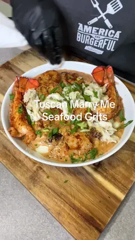 Tuscan Marry Me Seafood Grits @TerryKaye @Pressie Mae’s Ingredients : 2 servings instant grits  half milk,  half water,  1 tsp chicken bouillon,  1 tbs butter,  1/2 cup pepper jack Cheese *5 oz lobster tail 8oz lump crab meat * 1/2 pound shrimp  *lightly season meats with Cajun seasoning, garlic power, black pepper & smoked paprika  8 oz heavy cream  1/2 shallot diced 2 cloves garlic  4-5 sun-dried tomatoes  2 tsp tomato paste  1/2 tsp shrimp boullion (optional) 1 tsp @Pressiemaes seafood seasoning (optional) 1 tsp Italian seasoning  1/2 cup Parmesan cheese  2 tsp red pepper flakes  1 tsp garlic powder (optional) #tuscanseafood #tuscanchicken #EasyRecipes #fyp #foodtiktok #seafoodgrits 