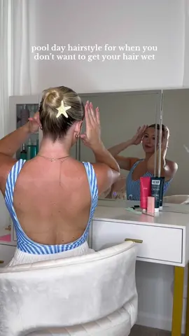 Easy summer hairstyle perfect for a day of lounging at the pool!! #summerhairstyles #shorthairstyles #hairhack #hairstyleideas 