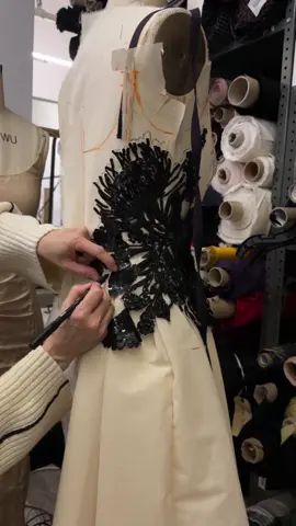 BTS of our beautiful embroidered gown. #bts #JasonWu #designer #makingof 