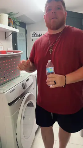 Caught him! Does your husband do this also?🤣 #husbandwife #couplehumor #comedy #lol #marriage #Love #married #laundry #water #skit 