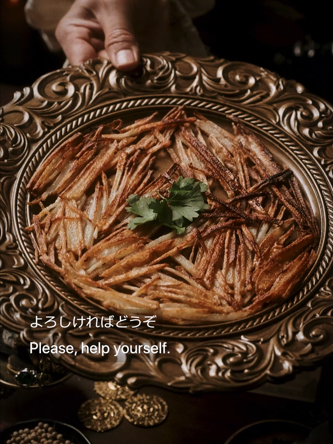 サンジに教わった海賊飯🏴‍☠️Pirate Feast Taught by Sanji⚔️じゃがいものパイユ Paille #tiktokfood #asmr #piratesofthecaribbean #onepiece #jacksparrow #sanji 🏴‍☠️ヨーホー船員の諸君☠️ 以前から見てくれている諸君はご存知と思うが、「サンジに教わった海賊飯」シリーズは、同じ声優さんが演じる二人の海賊がもし出会ったら、というマルチバース作品のコンセプトを実現するため、また技術デモンストレーション的な側面もあって、合成音声を使っていた。 しかし、動画を見てくれた全員が船長自身のの声に移行したエピソードを見るわけではなく、今後も初めて見た人が今の声との違いに疑問を抱くことになる。そして、「前の声がいい」「声を戻して」といったコメントが毎日届き続けることになるだろう。 もちろん前の声が良いという意見も理解はごもっともだ。しかし、長期的に作品を作っていくことを考えると、オリジナルの動画は削除して、船長の本当の声バージョンでやり直すことが最善だと思った。 というわけで、前のバージョンはもう見れないが、これから一つずつ船長の声バージョンに差し替えていく。ブラックパール号から下船せずに見続けてくれる心優しい海賊の諸君には、これからもいろいろな「船長の海賊ごはん」を作っていくので、今後ともおつきあいいただきたい。 🏴‍☠️ Yo-ho, crew members ☠️ Many of our overseas crew members may not know, but the 