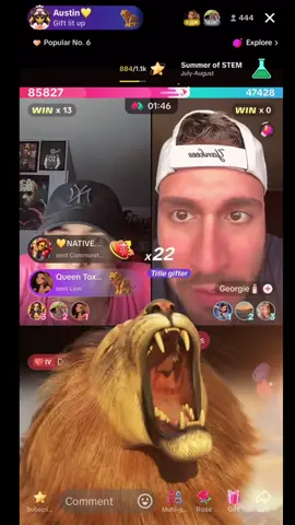 🦁🦁 @Austin💛 #austinwiding #austin #sugashow #lion #livegift #tiktokbattle #team #fypage #foryoupage #viral #tiktoklive #matchmoments #heartme 