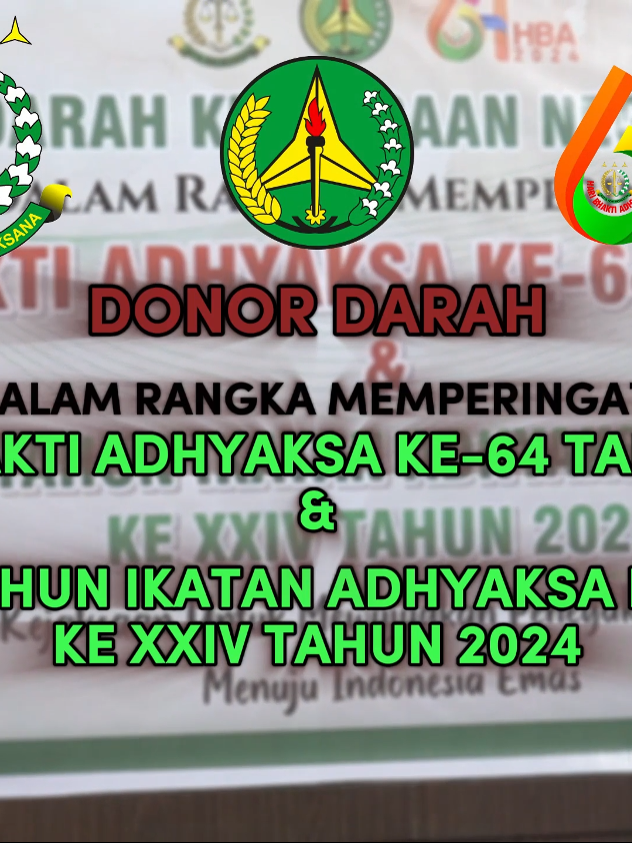 Kejaksaan Negeri Asahan menggelar kegiatan Donor Darah yang dilaksanakan pada hari Rabu, 17 Juli 2024 dalam rangka Hari Bhakti Adhyaksa ke - 64 dan HUT Ikatan Adhyaksa Dharmakarini ke - XXIV tahun 2024.  Kegiatan Donor Darah ini diikuti oleh Kepala Kejaksaan Negeri Asahan, Para Kasi dan Kassubagbin serta para Pegawai dan PPNPN Kejaksaan Negeri Asahan, selain Pegawai Kejaksaan Negeri Asahan, banyak juga peserta donor darah yang ikut ambil bagian mendonorkan darahnya, antara lain Personil Kepolisian dari Polres Asahan, Personil TNI dari Kodim 0208/As, Pegawai Pengadilan Negeri Kisaran, masyarakat umum sekitar dan beberapa peserta dari Pemerintahan Kabupaten Asahan. #Kejaksaan #KejaksaanRI #KejatiSumut #KejariAsahan #Asahan #HariBhaktiAdhyaksa #HUTIAD #TerusBergerakdanBerkarya #TrapsilaAdhyaksa #BanggaMelayaniBangsa