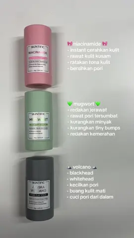 tak tahu nak beli claystick yg mana untuk masalah kulit korang? tengok ni & beli yg mana sesuai okay! 🩷 #skintific #pink #mugwort 