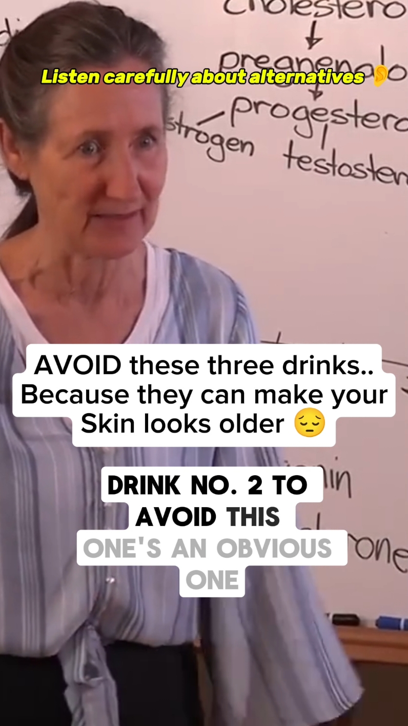 Replying to @matthewfisher337  AVOID these three drinks.. Because they can make your Skin looks older buy a moringa in tiktok shop in bio. dr Barbara O'Neill Advice   #barbaraoneill #naturalremedy #wellbeing  #womenhealth #treatments  #moringa #herbaldiet   #holistichealth 