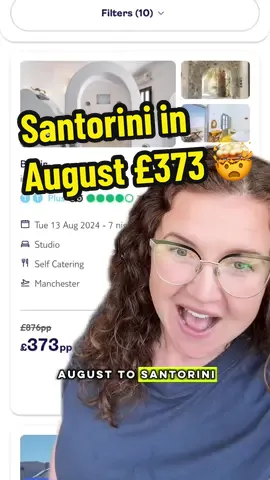 7 nights in Santorini, in August, for less than £400?!  This is for flights, transfers, luggage AND accommodation. Often fights can be this price alone! Santorini is an amazing island to explore and Perissa makes a perfect base. It’s in the south of the island and has a lovely beach vibe, perfect for relaxing after a day of exploring. The link for this holiday is in my linktree and is an affiliate link. This just means I get a small commission for pointing you in the right direction if you book! ❤️ There is a link above it for some great last minute Greek island deals. You can alter the departing airports in the filters section at the top with this link.  #santorini #santorinigreece #cheaptravel #traveldeals #savemoneytips #travelideas #thetravelmum #familytravel 