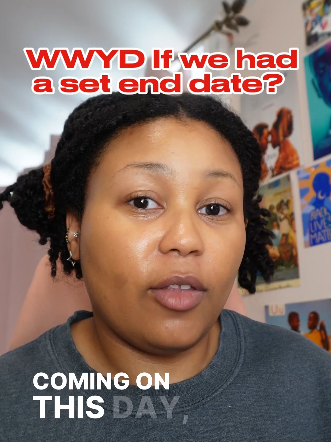 WWYD if we all had an end date? . . . #fyp #foryou #makeuptutorial #GRWM #opinions #makeuplook #blackgirlmakeup #afrolatina #afro #blackgirltiktok #latinacontentcreator #makeupinspo #makeuptok #beautytok #beauty #work #working #workingclass #meteor #carolandtheendoftheworld