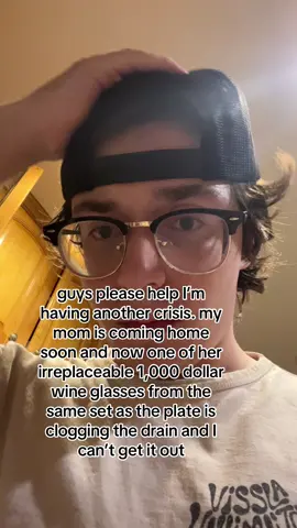 im having another crisis. one of my mom’s expensive wine glasses is clogging the drain and I can’t get it out.