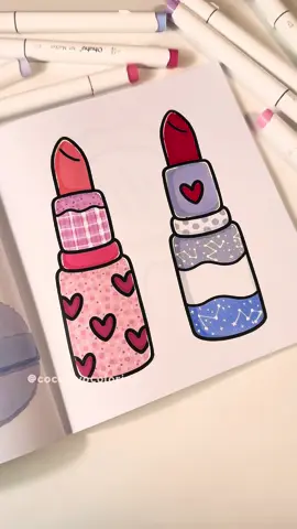 Lipstick This is a page from Glow Cosmetics Coloring Book Medium: Ohuhu alcohol markers  #cocowyo #cocowyocoloringbook #coloring #coloringbook #coloringforfun 