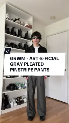 @ART-E-FICIAL GRAY PLEATED PINSTRIPE PANTS now online! #fashion 