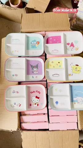 Khay sứ chia ngăn, khay ăn dặm cho bé 💓 khay sứ hoạt hình kuromi, hello kitty, cinnamoroll, melody,..... #khaysuchiangan #khayandam #batandam #khayandamchobe #kuromi #melody #cinnamonroll #hellokitty #hangyodon 
