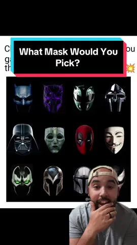 Choose one mask and you gain all of that characters abilities. #Batman #BlackPanther #GreenRanger #Gladiator #DarthVader #Mask #Deadpool #Spawn #Magneto #TheMandalorian #Venom #greenscreen 