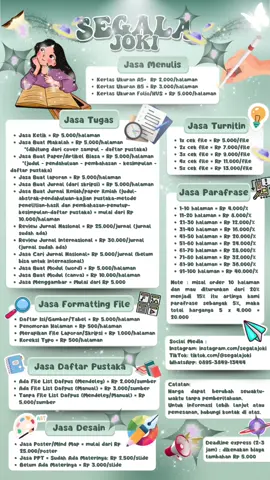Bismillah, Joki tugas nya kakak, banyak tugas? deadline mepet? mager nulis? mager ngetik? mager ngerjain tugas? Butuh bantuan menulis makalah, paper, atau artikel? Atau mungkin ingin desain poster dan ppt yang menarik ? @segalajoki siap membantu Anda dan solusi yang tepat untuk kebutuhan Anda! #jokitugas #jokippt #jasappt #jasaposter #jokiposter #jasaketik #jokibuatmakalah #jasatugas #jasatulis  #jasatulismakassar #jokitugasmakassar #jastulmakassar #jokimakassar #makassarinfo #jasatugasmakassar #BukuMotivasi #bukuimprovement #kampuslife 