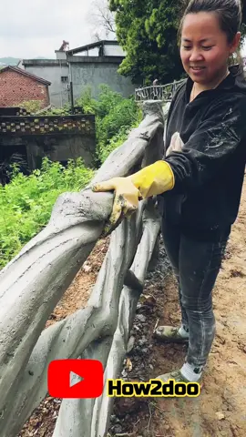 Handmade Concrete boundary Fence Construction #concrete #DIY #handmade #construction 