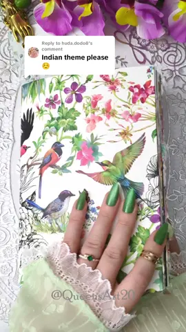 Replying to @huda.dodo8 ASMR | 🧡🤍💚Indian theme using beautiful supplies from Tina Art Craft   🔗The link is in my bio  ✨ Use the discount code Queensart10 to get 10% off.💜 . . . . ASMR | journal with me! #journaling #scrapbooking #scrapbook #notebook #fun #inspire #inspiration #Love #foryou #explore  #asmrsounds #satisfying #relax  #watercolor #painting #supplies  #meditation #asmr  #Craft #inspirational #inspire #art #artist 