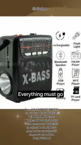 New AM-038BT FM/AM/SW 1-8 10 Band Radio USB/SD/TF/AUX In/MP3 Player Wireless Bluetooth Speaker with Antenna and Flashlight speakers bluetooth disco speaker box speakers full range usb sound box Only ₱398.00!#motorcycle #fypシ゚viral #motor #underglowlights #elladhoyshop1016 #elladhoyshop1016 #fyp 