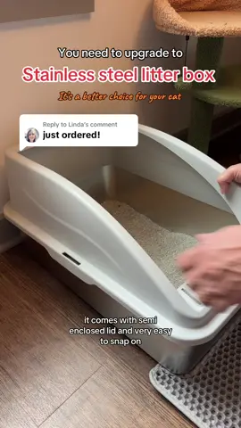 Replying to @Linda congratulations for getting this stainless steel little box!! Hope that you will love this litter box as much as we do 💕  . . Cat litter box recommendations  The best litter box for cat  Stainless steel litter box for cat Size XL @A@AIPERRO. #a#aiperro#s#stainlesssteel#l#litterbox#c#catsoftiktok#c#catlover#c#cat#e#easytoclean#f#foryou