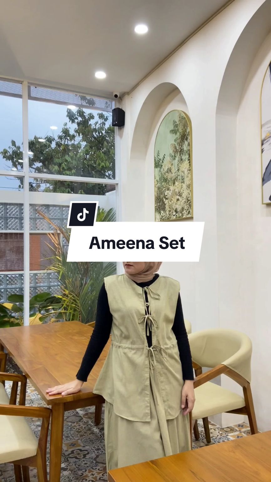 Warna sage green nya manis banget kan 😍 #onesetvest #onesetrok #setelanrok #setelanwanita 