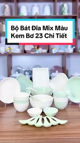 Bộ Bát Đĩa Mix màu Kem Bơ 23 Chi Tiết lại có quà nữa cả nhà ạ! #senno_gốm_sứ #gomsuseno #gomsucaocap #Set_đĩa_cao_cấp #batdiadep #trend 