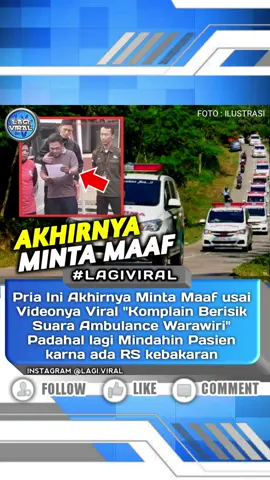 Kronologis : Saat Terjadi kebakaran di RS Arafiq Kelapa Dua pada Rabu 24 juli malam kemarin sejumlah ambulance melintas di kawasan Sawangan guna memindahkan beberapa Pasien ke RS lain disaat Bersamaan Pria ini Membuat Video sambil ngoceh mengaku berisik dengan suara lalulintas ambulance tersebut lalu mengunggahnya di media soaialnya, Usai Videonya Viral Komunitas relawan ambulance tak terima dan Gercep mencari pelaku. Tak Berselang Lama Akhirnya pelaku berhasil  ditemukan dan meminta maaf. Pada Video Permintaan Maafnya, Pelaku mengaku tidak tahu kalau ada pasien RS Arafiq Kelapa Dua yang sedang dipindah ke RS Arafiq Sawangan karna ada kebakaran. #Lagiviral #RsKebakaran #Ambulance #depok #Rsarafiq 