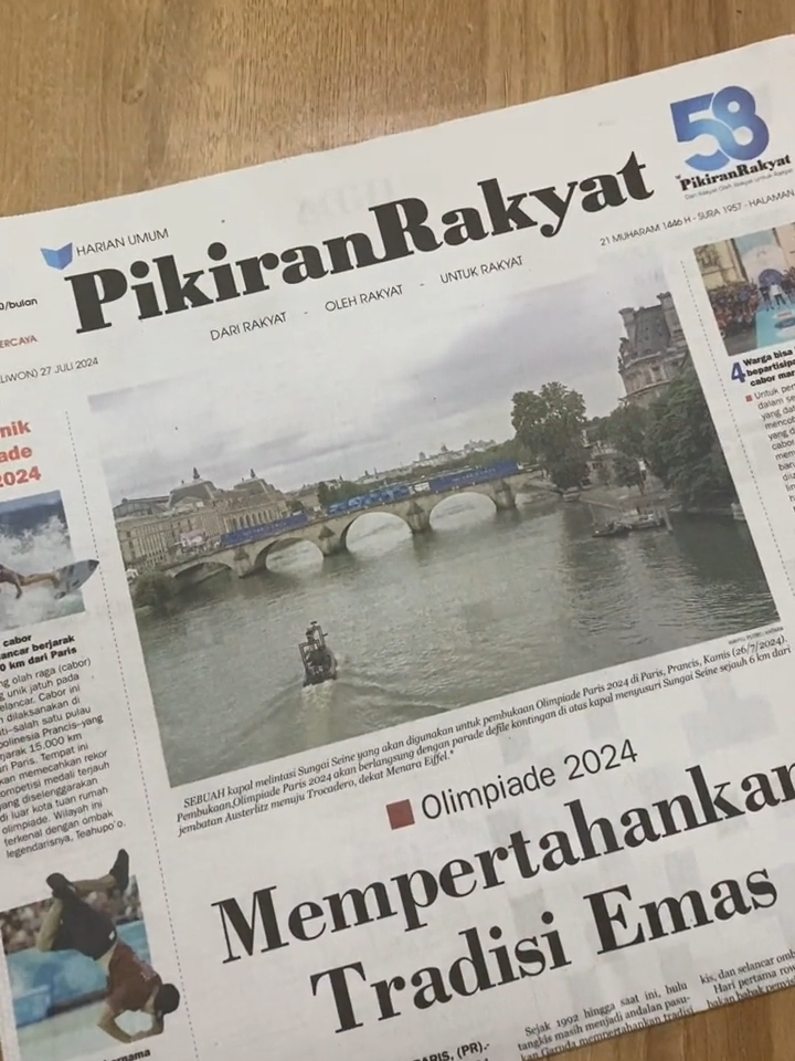 Selamat Pagi Sobat PR! . Hari ini di Koran Harian Umum Pikiran Rakyat edisi No. 96, Sabtu ,27 Juli 2024, membahas mengenai Olimpiade 2024 Mempertahankan Tradisi Emas, Kebaya, Representasi Perjalanan Perempuan Indonesia, dan Pemain Diistirahatkan Kondisi Febri & Beckham Dipantau. Jangan lupa beli dan baca Harian Umum Pikiran Rakyat! #PikiranRakyat #PRMN #TerbarudiPikiranRakyat #Koran