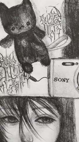 panchiko 😇😇 my hands are so shakey omg 😓😓 #art #spread #sketchbook #digitalcamera #sony #cat #drawing #pencil #deathmetal #panchiko #