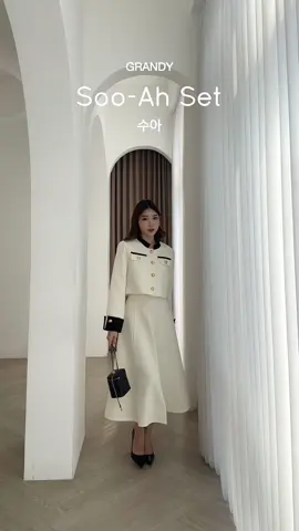 Soo Ah Set 🎀 #fashion #OOTD #fashiontiktok #outfit #outfitoftheday #atasanwanita #atasankorea #blazer #rok #skirt #setelanwanita #wibgajian 