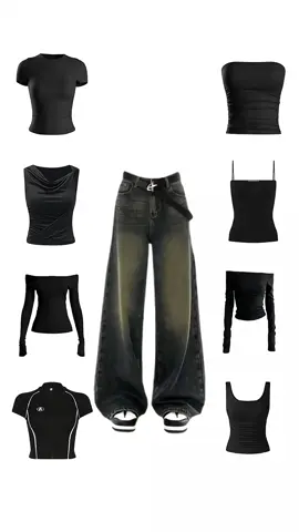 washed jeans 🤝🏻 black tops #xindousandwashgradientcolorwidelegjeans #washedpants #baggypants #outfit #vintage #pantsforwomen #4upageシ  #fypシ゚viral #fypdonggggggg 