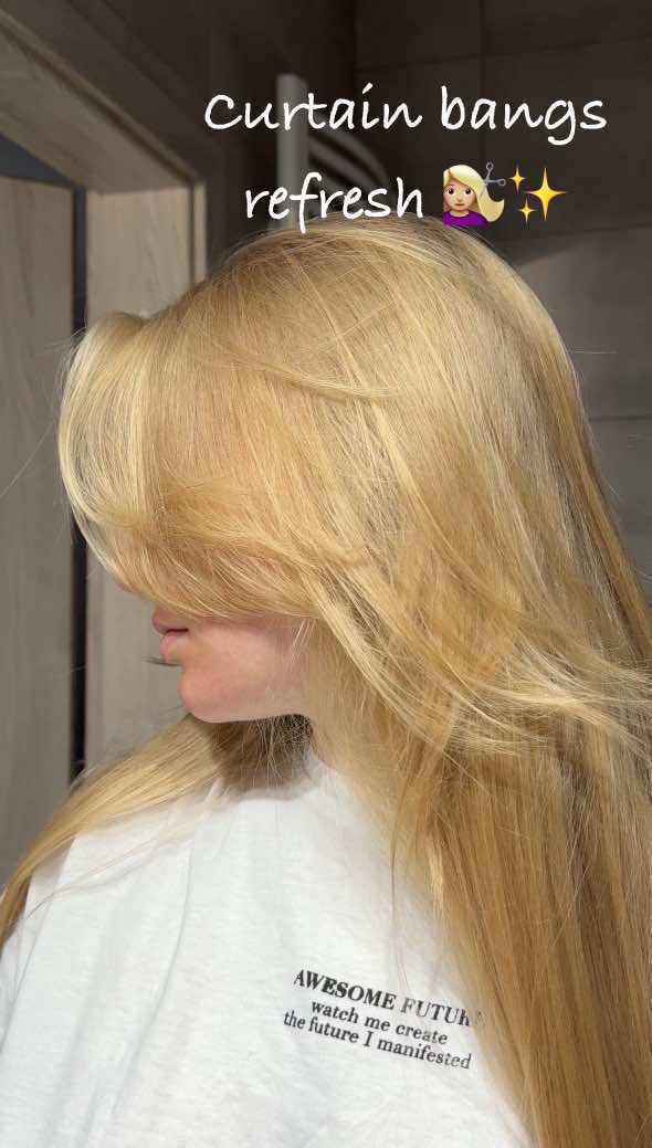 My favorite and easiest way to refresh my curtain bangs in seconds 💇🏼‍♀️✨  #curtainbangs#bangstutorial#haircut#hairtutorial#hairtips  