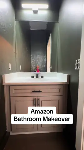 I hate going outside, so i ordered everything besides the wallpaper from #amazon! #powderroom #bathroomdecor #beforeandafter 