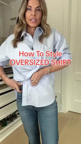 Styling an oversized shirt for an everday, classic look//shop with theclink in my bio #jcrew #over50women #classicstyle #howtostyle #stylehacks 