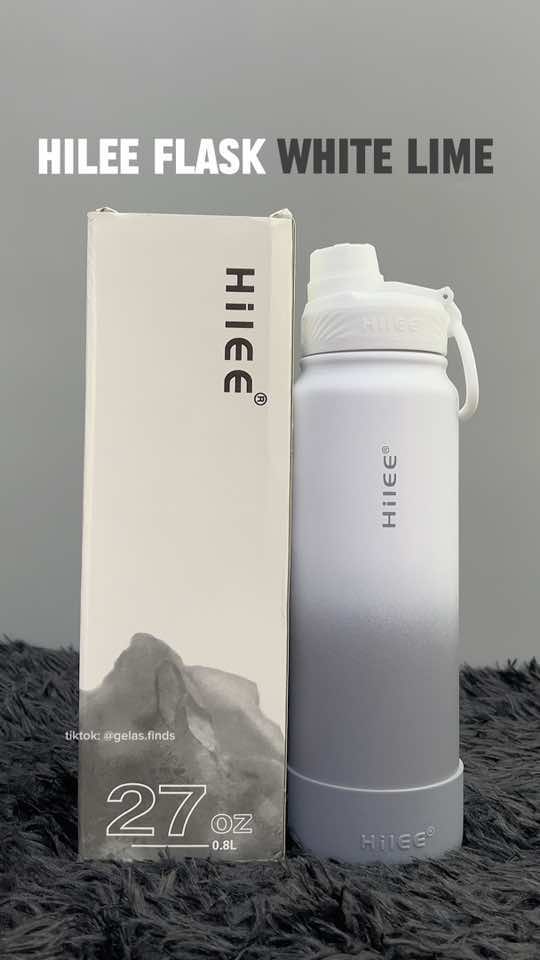 Replying to @bili ka na behh new color! 🤍 #hileeflask #vacuumflask #tumblerrecommendations #hotandcold #hilee #tumbleraccessories #affordabletumbler Hilee Flask with Silicon Boot White Lime in 800ml (27oz) 🩶💯
