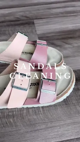 Sandals cleaning hack! 🤩 #clean #CleanTok #cleaninghacks #cleaningtiktok #asmr #asmrcleaning #satisfying #sandals 