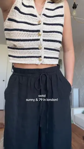 sunday ootd!! #OOTD #londonstyle #londonoutfits #summeroutfitinspo #linenpants #knitvest 
