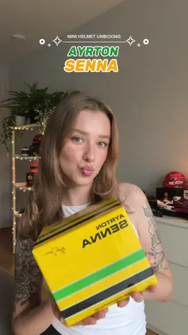 Dream helmet 💛💚 #minihelmet #f1 #f1merch #unboxing #f1unboxing #f1tiktok #f1fans #f1helmets #ayrtonsenna #senna 
