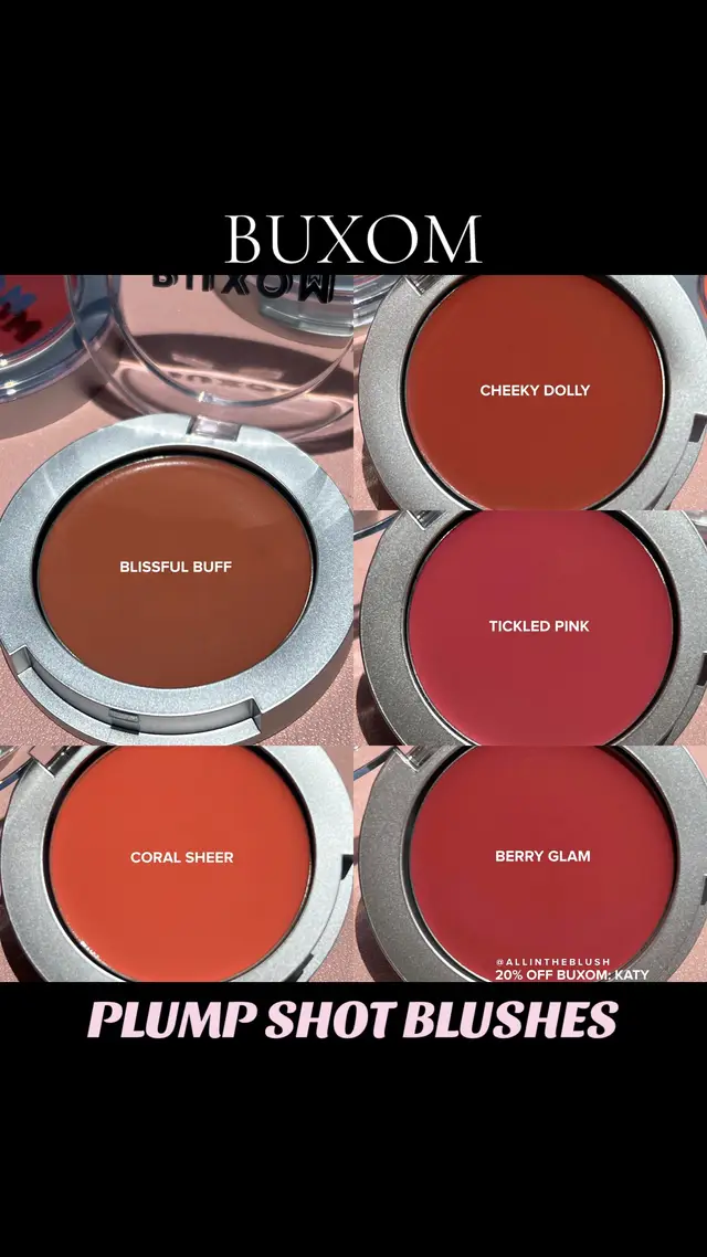 @buxomcosmetics Plump Shot Blushes🩷 Which shade is your fave?! Lmk below👇🏼 Save 20% off Buxom with code KATY✨ #buxom #buxombabe #buxomcosmetics #blush #creamblush #creamtopowderblush #makeup #makeuptok #ultafinds #plumpshot #plumpshotblush 